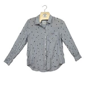 Rails Striped Button Front Shirt Flocked Navy Stars 100%‎ Rayon Women's M